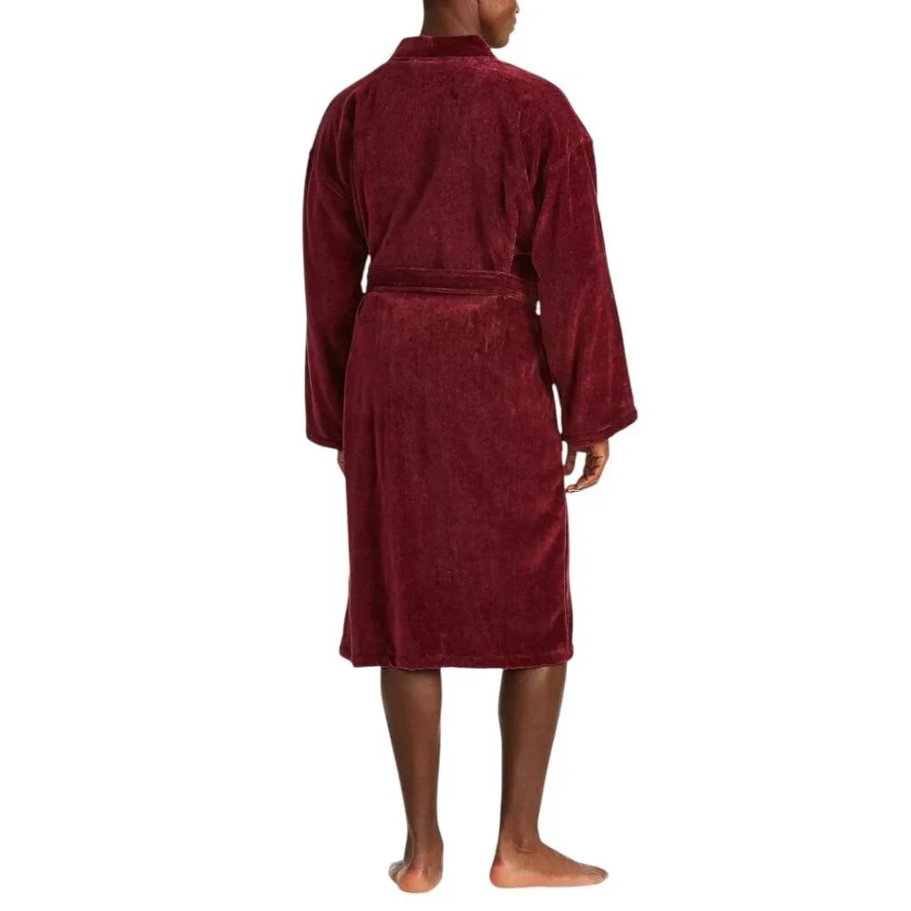 Polo Ralph Lauren Men's Terry Velour Robe Size S/M Classic Wine Big Pony Logo
